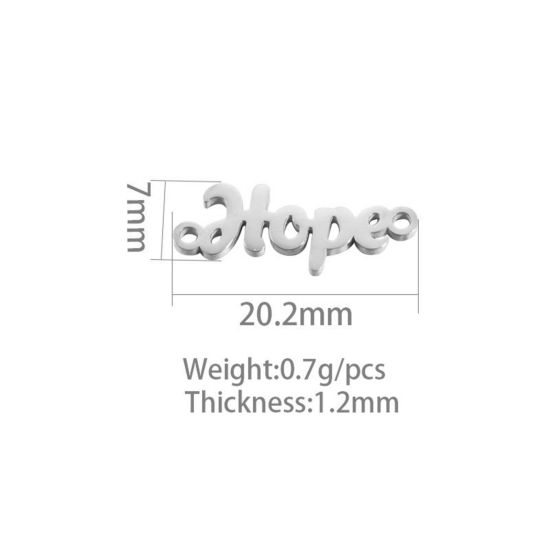 Bild von 304 Edelstahl Verbinder Silberfarbe Message " Hope " 20mm x 7mm, 1 Stück