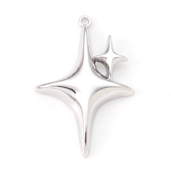 Bild von Zinklegierung Galaxis Anhänger Stern Silberfarbe 3.4cm x 2.3cm, 5 Stück