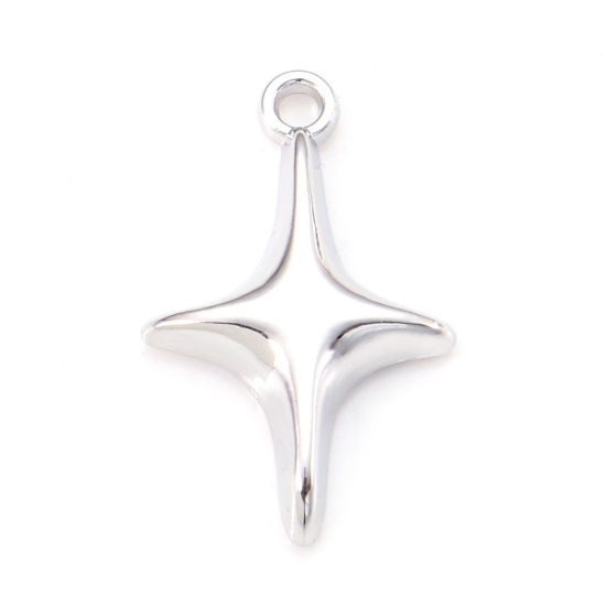 Bild von Zinklegierung Galaxis Charms Stern Silberfarbe 19mm x 12mm, 5 Stück