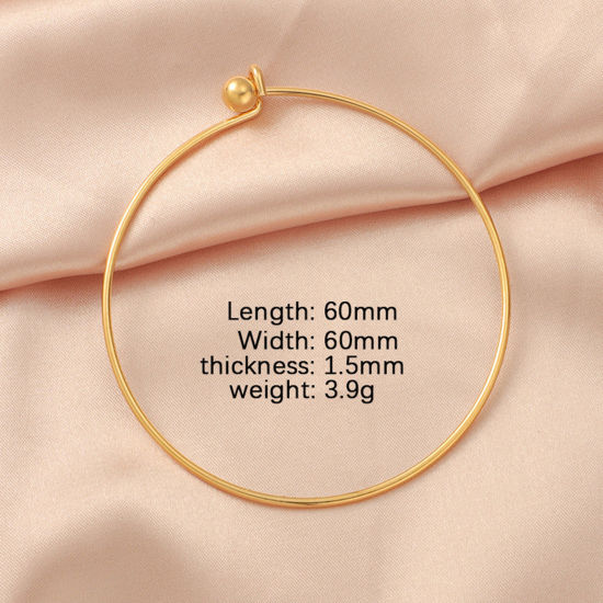 Image de Bracelets Joncs Extensibles en 304 Acier Inoxydable Plaqué Or 18K Balle Pouvoir Être Dévissé 6cm Dia, 1 Pièce