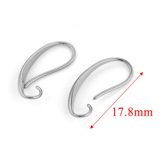 Imagen de 316L Acero Inoxidable Gancho para la oreja Tono de Plata Con Lazo 18mm, Post/ Wire Size: (20 gauge), 2 Unidades