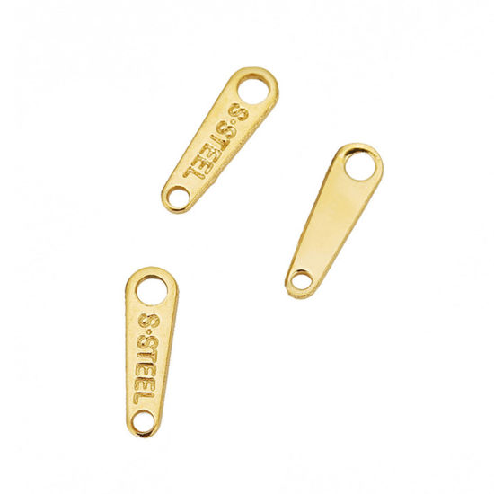 304ステンレス鋼 チャームエクステンダーチェーンエンドネックレス・ブレスレット用 18Kゴールドメッキ 台形 10mm x 3mm、 20 個 の画像