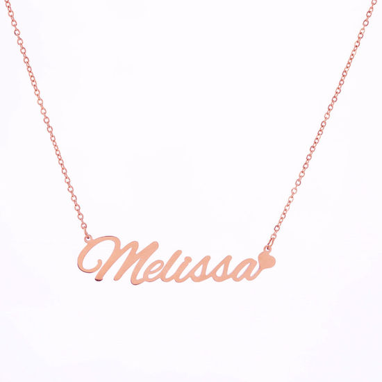 Image de 1 Pièce Collier Prénom Personnalisé Pendentif Breloque de Lettre Personnalisé en Acier Inoxydable Or Rose 45cm long