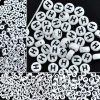 Picture of Acrylic Spacer Beads Round White Alphabet/ Letter "X" About 7mm( 2/8") Dia, Hole: Approx 1mm, 500 PCs