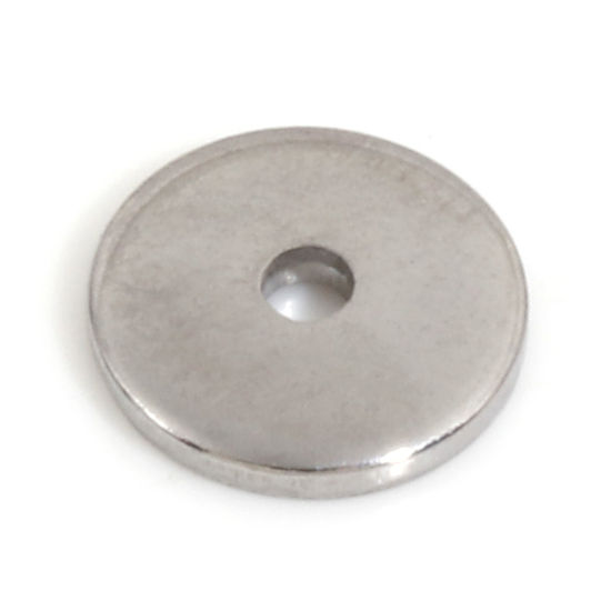 Image de Perles d'Espacement Accessories pour DIY Fabrication de Bijoux de Bracelet en 304 Acier Inoxydable Respectueux de la Nature Rond Argent Mat env. 6mm Dia., Trou: env. 1mm, 10 Pcs