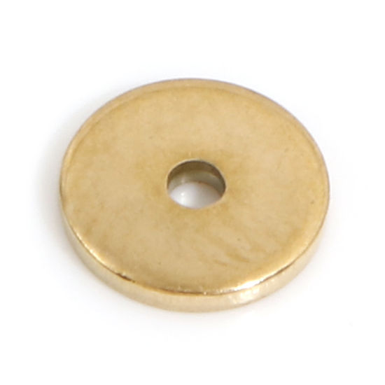 Image de Perles d'Espacement Accessories pour DIY Fabrication de Bijoux de Bracelet en 304 Acier Inoxydable Placage sous Vide PVD Respectueux de l'Environnement Rond Plaqué Or 18K env. 6mm Dia., Trou: env. 1mm, 10 Pcs
