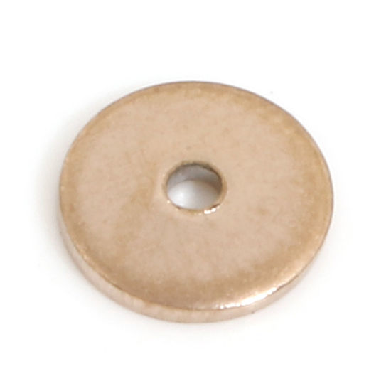 Image de Perles d'Espacement Accessories pour DIY Fabrication de Bijoux de Bracelet en 304 Acier Inoxydable Placage sous Vide PVD Respectueux de l'Environnement Rond Or Rose env. 6mm Dia., Trou: env. 1mm, 10 Pcs