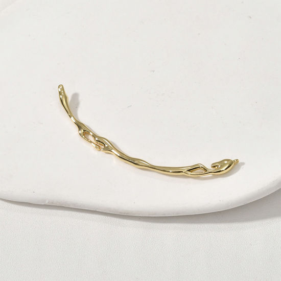 Picture of Brass Connectors Charms Pendants Gold Plated Strip Drop 6.7cm x 0.5cm, 1 Piece