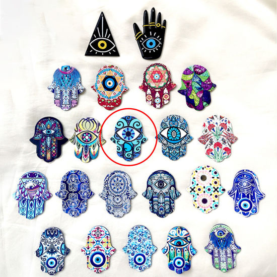 アクリル 宗教 ペンダント 手のひら 邪眼 多色 5.3cm x 4.4cm、 5 個 の画像