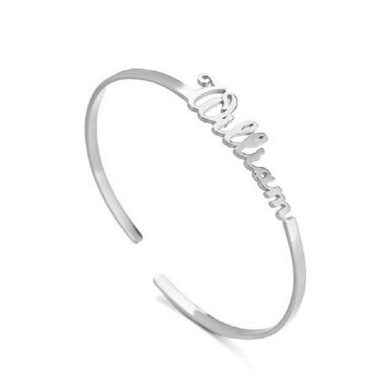 Image de Bracelet Prénom Personnalisé Pendentif de Lettre Personnalisé en 304 Acier Inoxydable Argent Mat 18cm long, 1 Pièce