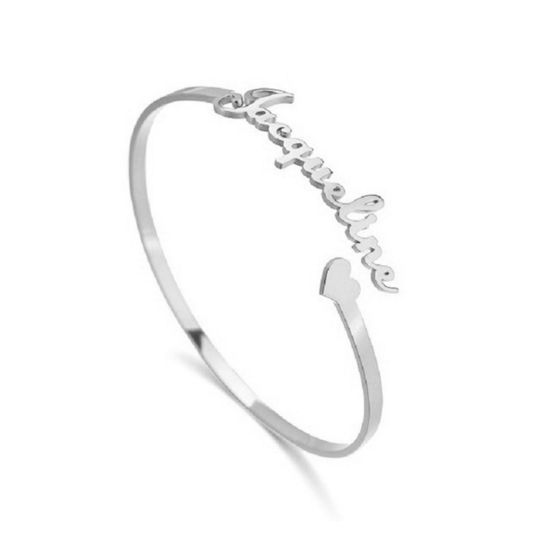 Image de Bracelet Prénom Personnalisé Pendentif de Lettre Personnalisé en 304 Acier Inoxydable Argent Mat 18cm long, 1 Pièce