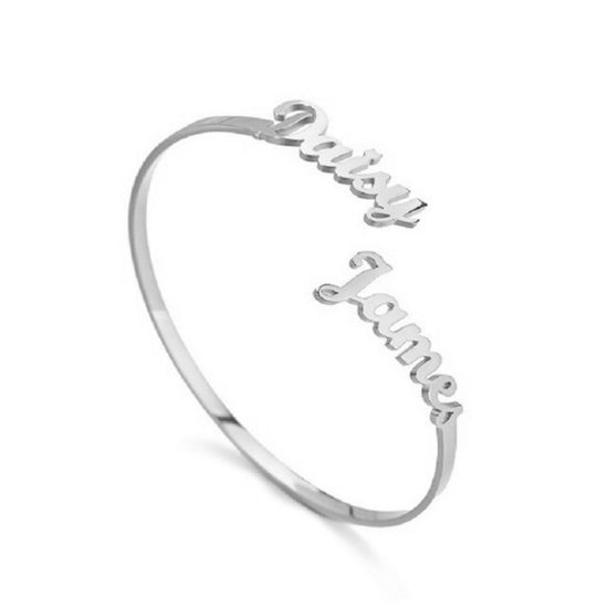 Image de Bracelet Prénom Personnalisé Pendentif de Lettre Personnalisé en 304 Acier Inoxydable Argent Mat 18cm long, 1 Pièce