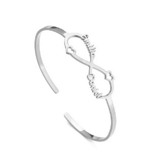 Image de Bracelet Prénom Personnalisé Pendentif de Lettre Personnalisé en 304 Acier Inoxydable Argent Mat 18cm long, 1 Pièce