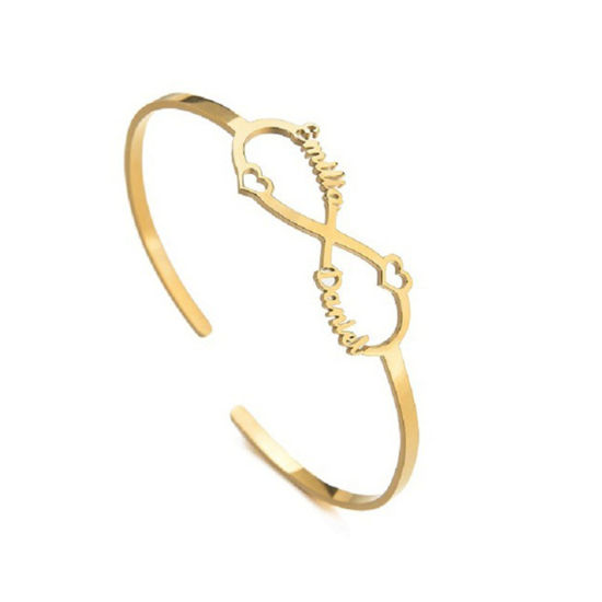 Image de Bracelet Prénom Personnalisé Pendentif de Lettre Personnalisé en 304 Acier Inoxydable Doré 18cm long, 1 Pièce