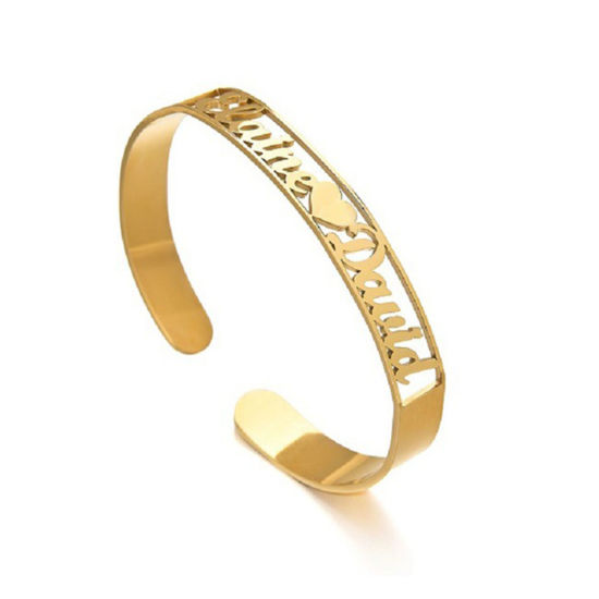 Image de Bracelet Prénom Personnalisé Pendentif de Lettre Personnalisé en 304 Acier Inoxydable Doré 18cm long, 1 Pièce