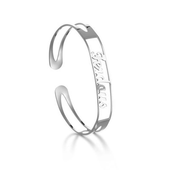 Image de Bracelet Prénom Personnalisé Pendentif de Lettre Personnalisé en 304 Acier Inoxydable Argent Mat 18cm long, 1 Pièce