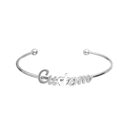Image de Bracelet Prénom Personnalisé Pendentif de Lettre Personnalisé en 304 Acier Inoxydable Argent Mat 18cm long, 1 Pièce