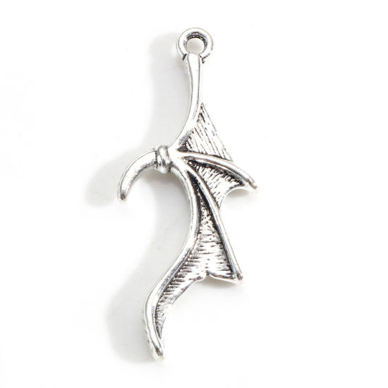 Picture of Zinc Based Alloy Halloween Charms Antique Silver Color Halloween Bat Animal Wing 31mm x 13mm, 20 PCs