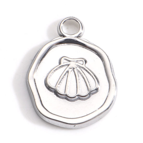 Imagen de 304 Acero Inoxidable Colgantes Charms Irregular Tono de Plata Concha 16.5mm x 13mm, 3 Unidades