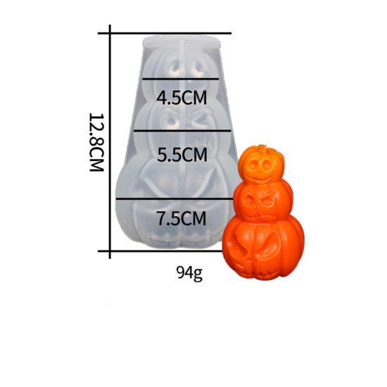 Image de Moule en Silicone pour DIY Fabrication de Savon Bougie en Silicone Halloween Citrouille Blanc 12.8cm x 7.5cm, 1 Pièce