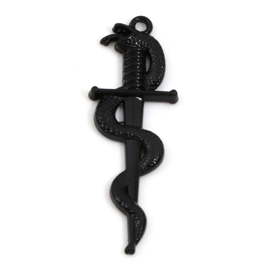 Immagine di Lega di Zinco Ciondoli Nero Spada Serpente 4cm x 1.4cm, 10 Pz