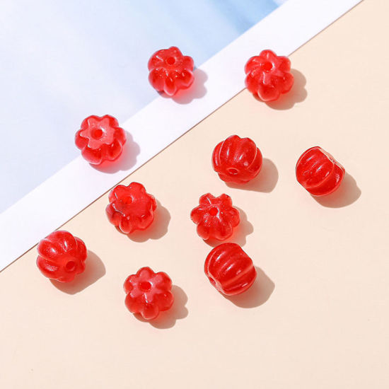 カルセドニー ( 天然染め ) ビーズ ペンダント チャーム DIY 手作り ハンドメイド ジュエリー アクセサリーを作る カボチャ 赤 8mm x 6mm、 10 個 の画像