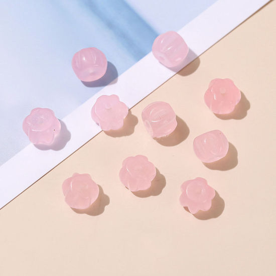カルセドニー ( 天然染め ) ビーズ ペンダント チャーム DIY 手作り ハンドメイド ジュエリー アクセサリーを作る カボチャ 薄ピンク 8mm x 6mm、 10 個 の画像