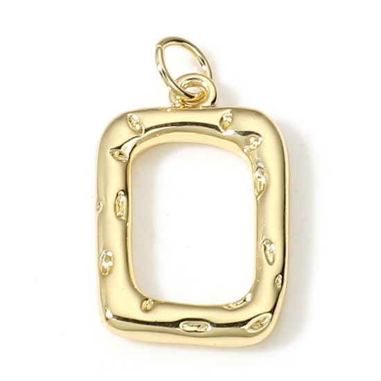 Immagine di Ottone Serie Geometry Charms Rettangolo 18K Vero Oro Placcato Doppia Faccia 23mm x 13mm, 1 Pz