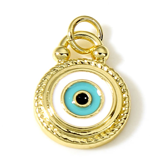 Bild von Messing Religiös Charms 18K Echtgold plattiert Böser Blick Emaille 18.5mm x 12mm, 1 Stück