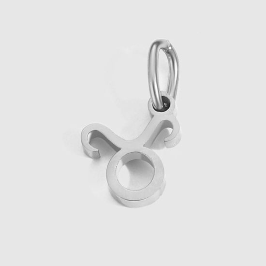 Image de 2 Pcs Breloques en 304 Acier Inoxydable Respectueux de la Nature Argent Mat Constellation Taureaux avec Anneaux 6mm-9mm 