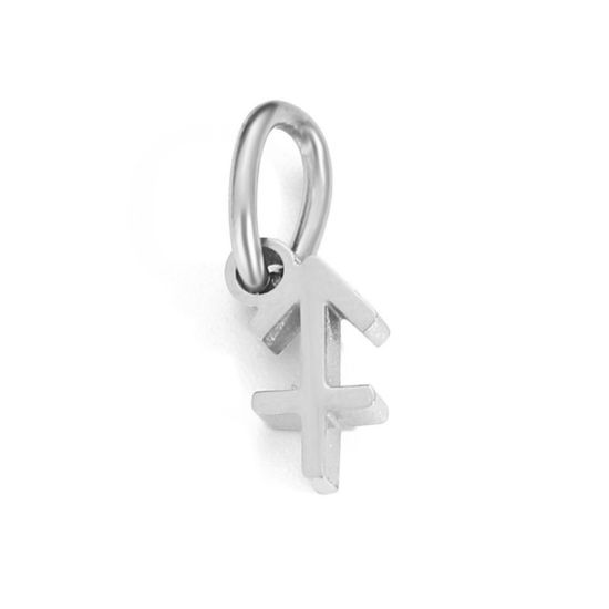 Image de 2 Pcs Breloques en 304 Acier Inoxydable Respectueux de la Nature Argent Mat Constellation Sagittaire avec Anneaux 6mm-9mm 