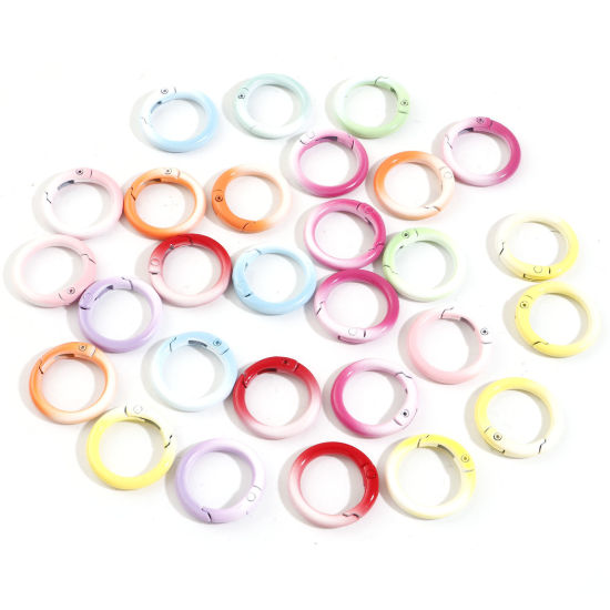 Image de Porte-Clés en Alliage de Zinc Couleur Mélangée Au Hasard Rond Laqué 25mm, 10 Pcs