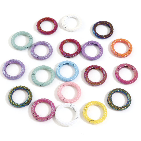 Image de Porte-Clés en Alliage de Zinc Couleur Mélangée Au Hasard Rond Laqué 28mm, 10 Pcs