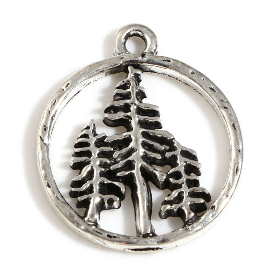 Bild von Zinklegierung Charms Antiksilber Wald 23.5mm x 20mm, 10 Stück