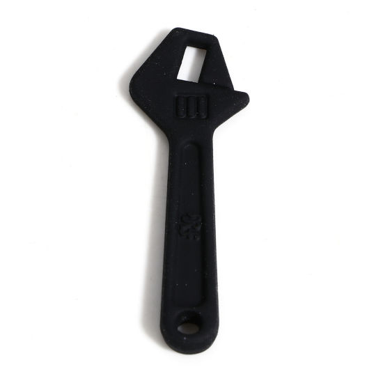Immagine di Lega di Zinco Ciondoli Nero Chiave Inglese Utensili 3D 4cm x 1.3cm, 10 Pz