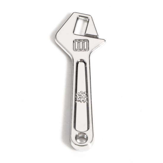 Immagine di Lega di Zinco Ciondoli Tono Argento Chiave Inglese Utensili 3D 4cm x 1.3cm, 10 Pz