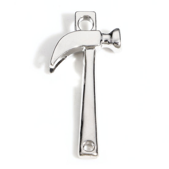 Immagine di Lega di Zinco Ciondoli Tono Argento Martello Utensili 3D 4.3cm x 1.9cm, 10 Pz