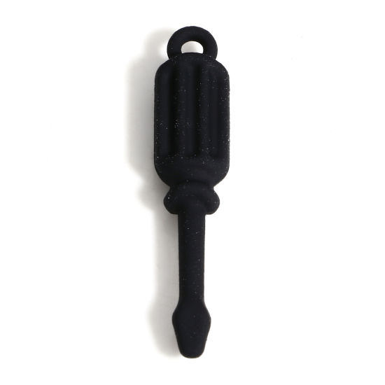 Immagine di Lega di Zinco Ciondoli Nero Cacciavite Utensili 3D 3.1cm x 0.6cm, 10 Pz