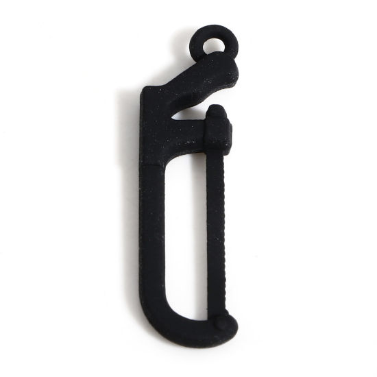 Immagine di Lega di Zinco Charms Nero Sega Utensili 3D 30mm x 8.5mm, 10 Pz