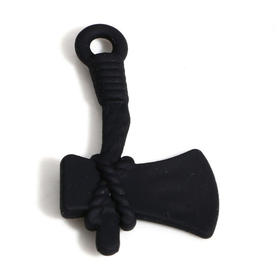 Immagine di Lega di Zinco Charms Nero Ascia Utensili 3D 28mm x 17mm, 10 Pz