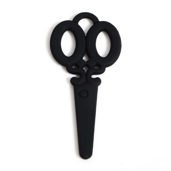 Immagine di Lega di Zinco Ciondoli Nero Forbici Utensili 3D 3.4cm x 1.5cm, 10 Pz