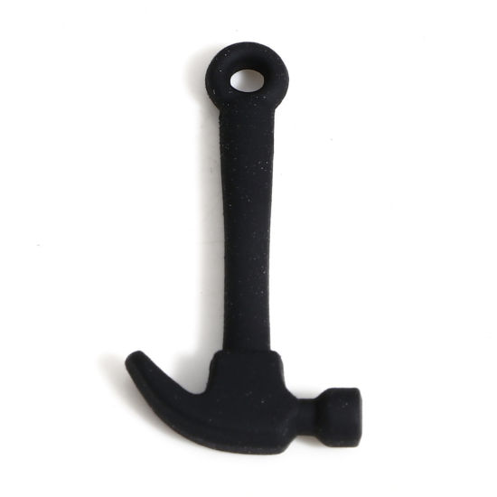 Immagine di Lega di Zinco Charms Nero Martello Utensili 3D 25mm x 13mm, 10 Pz