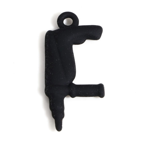 Immagine di Lega di Zinco Charms Nero Trapano Elettrico Utensili 3D 27mm x 12mm, 10 Pz