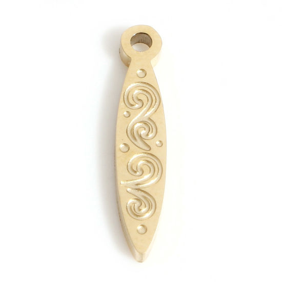 Bild von 2 Stück Umweltfreundliche PVD-Vakuumbeschichtung wasserdicht anlaufgeschützt hypoallergen  316L Edelstahl Einfach Charms Weberschiffchen 18K Echtgold plattiert Gewinde 17mm x 3mm