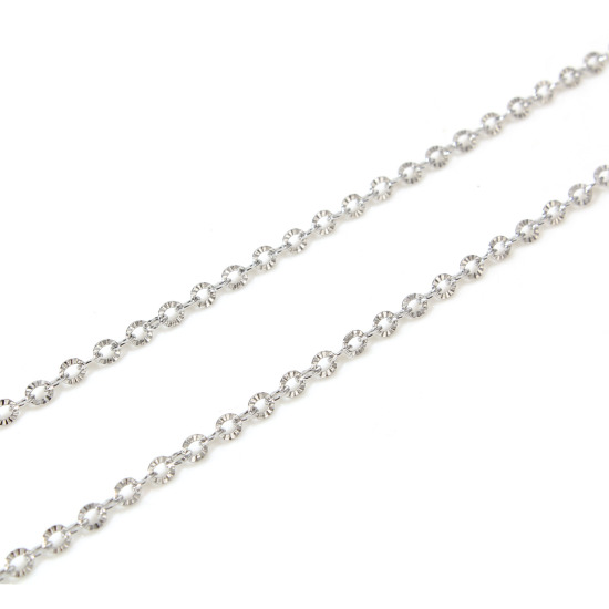 Image de 1 Rouleau (Env. 3 M/Rouleau) Chaîne Maille Forçat Accessoires pour la Fabrication de Bijoux Faits à la Main en 304 Acier Inoxydable Argent Mat 3x2.5mm 