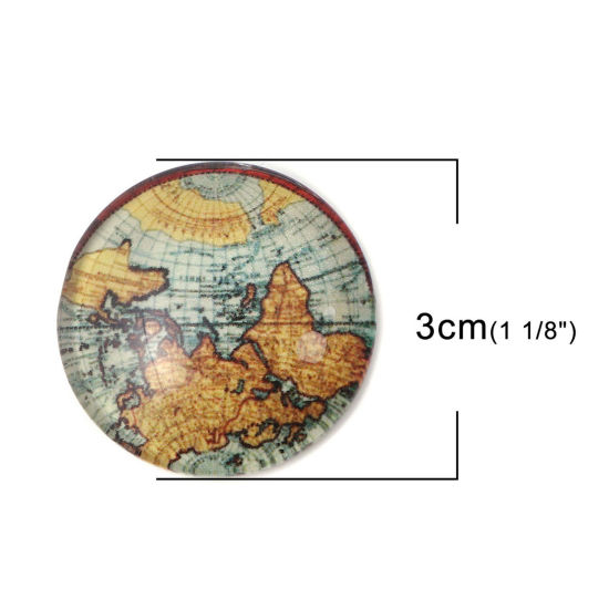 20 個 ガラス ドームシール カボション 円形 フラット 多色 地図 30mm直径、 の画像