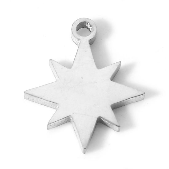 Bild von 304 Edelstahl Galaxis Charms Stern Silberfarbe 14mm x 12mm, 5 Stück