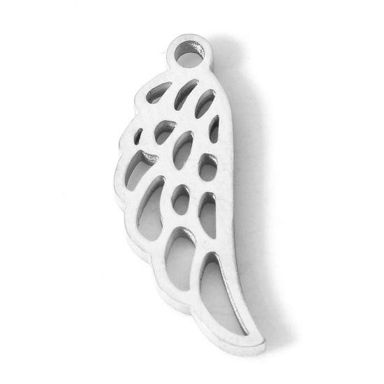 Bild von 304 Edelstahl Charms Flügel Silberfarbe 18mm x 7mm, 5 Stück