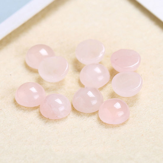 (グレードA) ローズ水晶 ( 天然 ) カボション 円形 薄ピンク 3mm 直径、 5 個 の画像