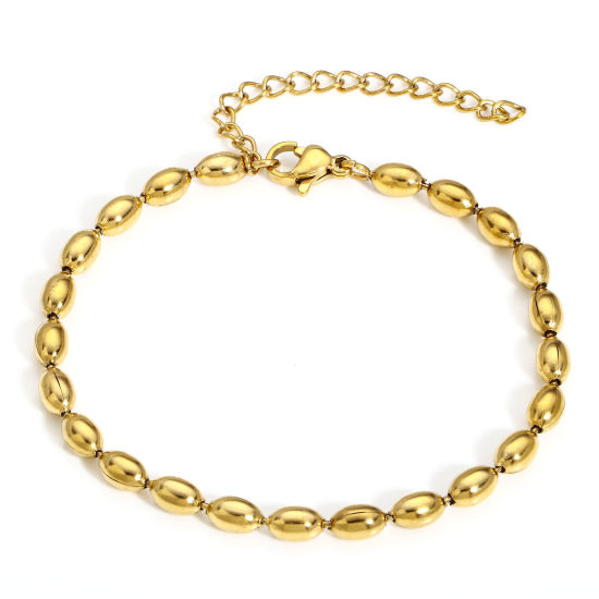 Image de Bracelets En Gros Doré en 304 Acier Inoxydable, Chaîne Maille Bille aux Femmes Minimaliste Cadeau Fournitures de Bijoux 17cm long, Taille de la Chaîne: 4mm, 1 Pièce